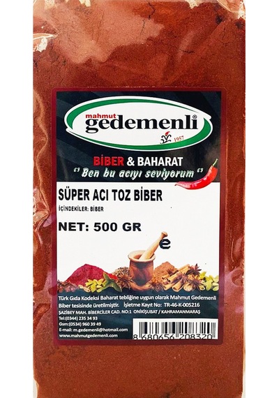 Mahmut Gedemenli Süper Acı Toz Biber 500 G