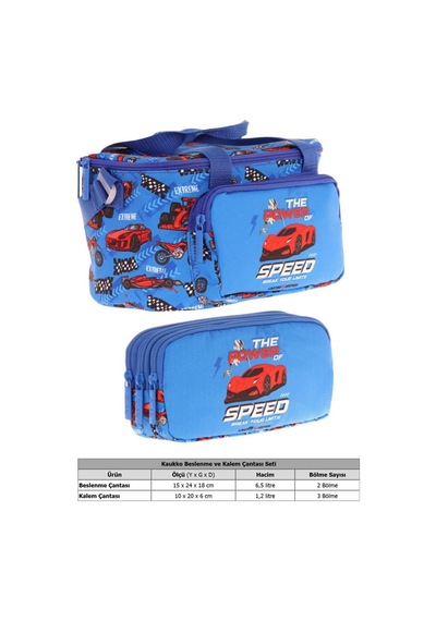 Kaukko L7268+l8268 Beslenme Çantası Isı Yalıtımlı Ve Kalem Çantası Üç Bölme Seti - Erkek Çocuk - Mavi Lacivert Yarış Arabası Desenli Mavi - Lacivert Kaukko L7268+l8268 Beslenme Çantası Isı Yalıtımlı Ve Kalem Çantası Üç Bölme Seti - Erkek Çocuk - Mavi Lacivert Yarış Arabası Desenli Mavi - Lacivert