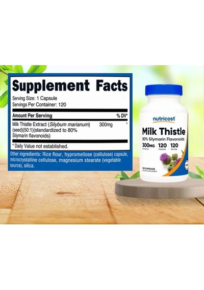 Nutricost Milk Thistle 80% 300 Mg 120 Caps