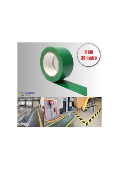 Pvc Yer İşaretleme Bandı 5cmx30m Zemin Bandı Yeşil Bant Marketim