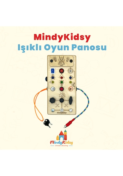 Çocuklar İçin Eğitici Ahşap Montessori Işıklı Civatalı Vidalı Oyun Panosu - Zeka Geliştirici Oyuncak