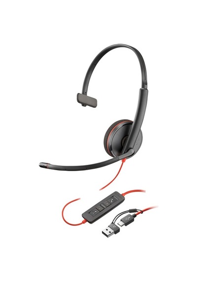 Poly Blackwire 3210 Mono Usb-c Kulaklık, Usb-c/a Adaptörlü 8x214aa