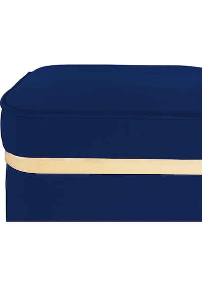Zengo Gold Twin Line Kare Puf -mavi Kumaş, Dekoratif Makyaj Masası Pufu-modern Style