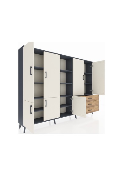 Arges Dolap 11 Raflı 3 Çekmeceli 7 Kapaklı 220x30x163 Antrasit-aytaşı/çam Aytası/atlas Çam - Antrasıt Arges Dolap 11 Raflı 3 Çekmeceli 7 Kapaklı 220x30x163 Antrasit-aytaşı/çam Aytası/atlas Çam - Antrasıt