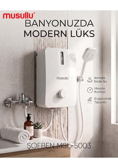 Musullu Msl-5003 Elektrikli Şofben 7000 W Ani Su Isıtıcı