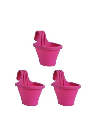 Tom1 Askılı Balkon Saksı Seti, 20 Cm, 3 Litre 3 Adet Fuşya 001 09006485