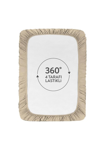 The Berb %100 Pamuklu Tek/çift Kişilik Lastikli Penye Çarşaf Fitted Jersey Bej, 100x200 Genel