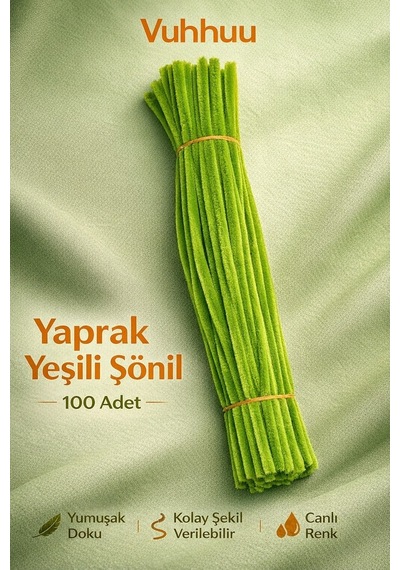 Şönil Tel Yaprak Yeşili 100 Adet Pipe Cleaner Hobi Malzemesi El İşi Ve Çiçek Yapımı İçin