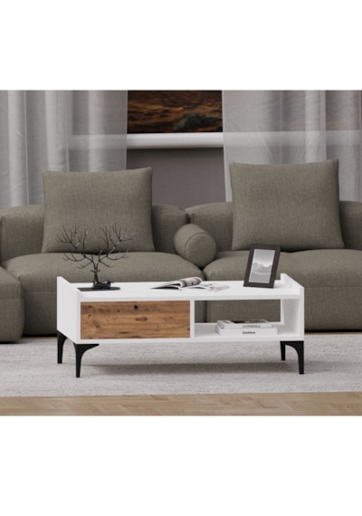Odıon Orta Sehpa -modern Beyaz&ceviz Renk Salon Sehpası Afm162 Beyaz - Ceviz