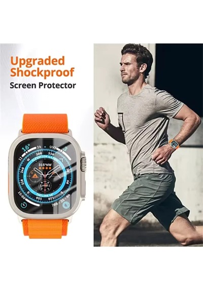 Wearfitpro Apple Uyumlu Watch  Ekran Koruyucu 49mm Ultra 2-3 Temperli Akıllı Saat Camı Çizilmez Çelik Çerçeveli