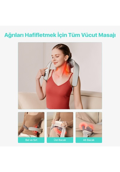 Skg H5 Mini Taşınabilir Omuz Ve Boyun Masaj Aleti, 6d Shiatsu Masaj Terapisi, Termoterapi Gri
