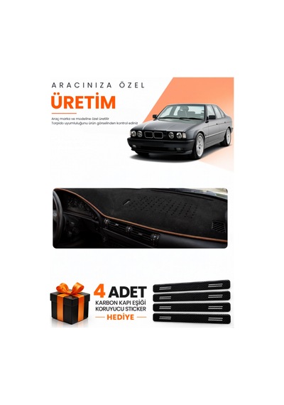 Bmw E34 1988-1996 Uyumlu Torpido Koruma Örtüsü Oto Kılıfı - Siyah Kahverengi