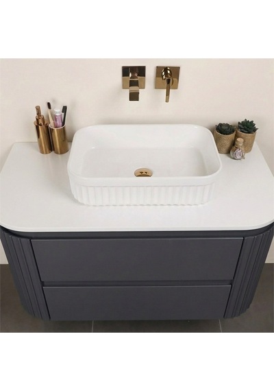 Kobos Gloria 100 Cm Banyo Dolabı Seti Argento Antrasit Kobos Gloria 100 Cm Banyo Dolabı Seti Argento Antrasit