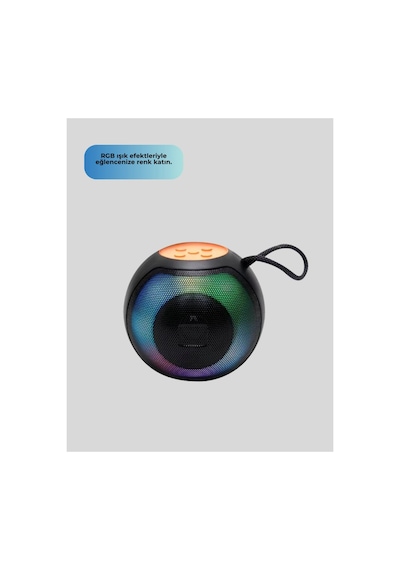 Tekno Rgb Led Işıklı Güçlü Baslı Kablosuz Hoparlör Yeni Nesil Çok Renkli