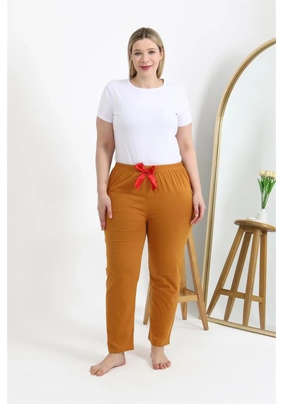 Mtm My The Mall Kadın Pamuklu Büyük Beden Alt Pijama Hardal Hardal