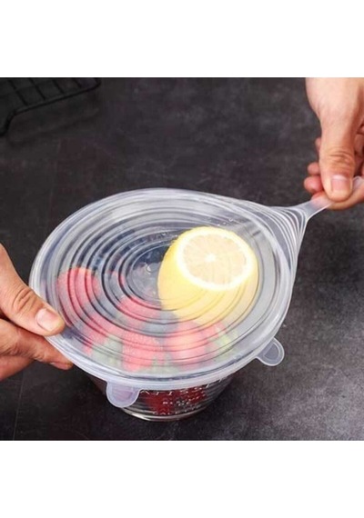 6 Lı Silikon Strech Esnek Şekil Alabilen Tazeliği Koruyan Silikon Kapaklar Plastik Çok Renkli Diğer