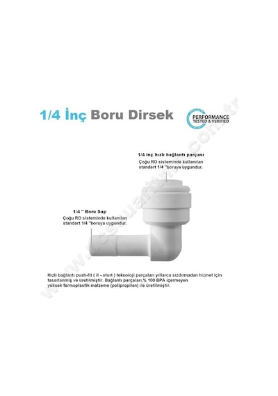 Ro Su Arıtmalar Için 1/4 Inç Quick Boru Dirsek
