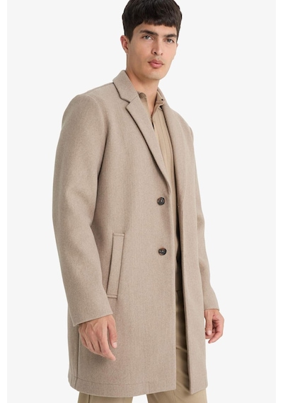 Defacto Relax Fit Ceket Yaka Düğmeli Cepli Kışlık Kaşe Parka Y8903az25aubg659 Bej-bg659