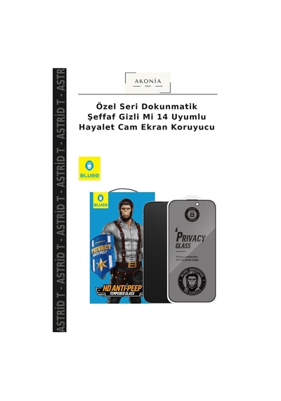 Özel Seri Dokunmatik Şeffaf Gizli Mi 14 Uyumlu Hayalet Cam Ekran Koruyucu
