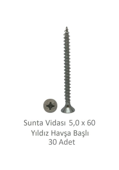 Sunta Vidası 5,0x60, 30 Adet Tam Diş Snt Yhb Vida