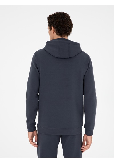 Antrasit Regular Fit Pamuk Karışımlı Kapüşonlu Sweatshirt Gri