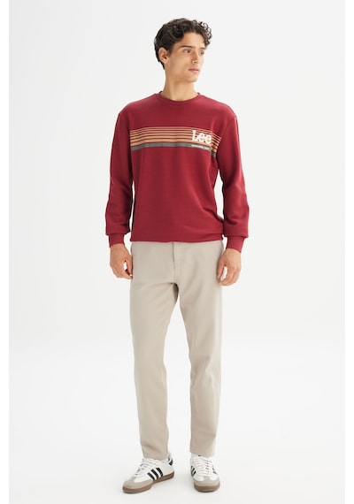 Lee Regular Fit Normal Kesim Bisiklet Yaka Baskılı Bordo Sweatshirt Kırmızı