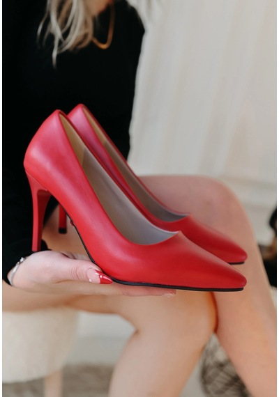 Armüz Jilya Kırmızı Cilt Stiletto Ayakkabı