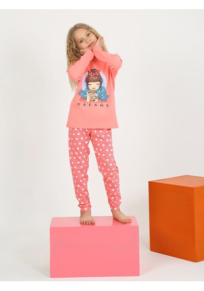 Kız Çocuk Uzun Kollu %100 Pamuklu Pijama Takımı Let Your Nar