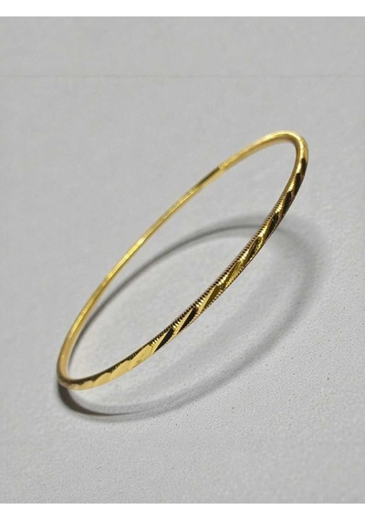 22 Ayar Altın Kaplama Kalemli 2'li Ajda Bilezik Seti 2 Mm Gold