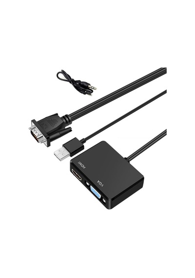 Vga To Vga+hdmi+3.5mm Çevirici Dönüştürücü Çoklayıcı Adaptör