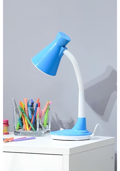 Masa Üstü Masa Lambası Ders Çalışma Kitap Okuma Masa Ve Gece Lambası Akrobatik Gövde Büyük Boy Lamba Mavi