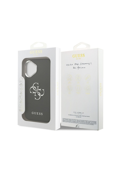 Apple Uyumlu iPhone 17 Kılıf Guess Lisanslı Pu Deri 4g Büyük Metal Logo Dizaynlı Kapak Siyah