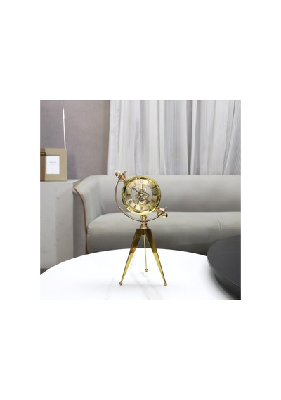 Chacha Home Tripot Ayaklı Dekoratif Lüks Masa Saati - Ofis Aksesuarı - 30x13 Cm Altın