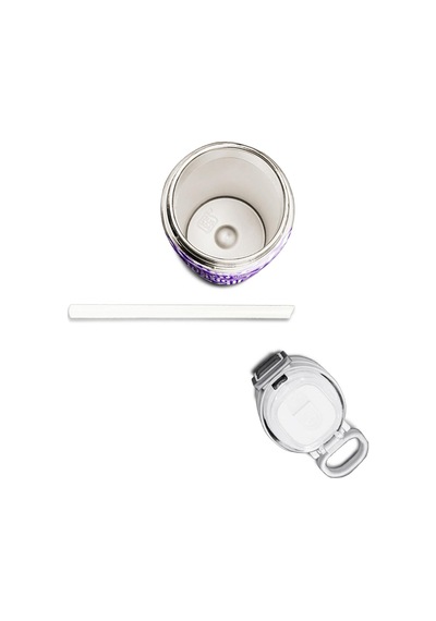 Coral High Kids Mor Beyaz Geometrik Desenli Pipetli Ve Direkt İçim Çelik Termos 500 Ml 31883 Mor - Pembe