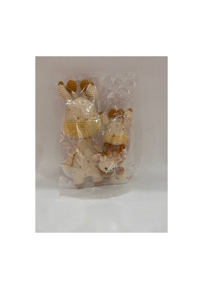 El Örgüsü Zürafa Set Amigurumi + Çıngıraklı Diş Kaşıyıcı + Emzik Zinciri Sarı