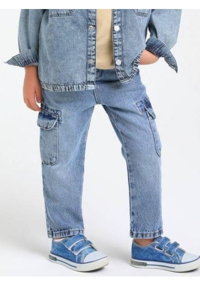 Jack Lions Erkek Bebek Kargo Cepli Kot Pantolon-14662 Buz Mavi