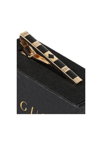 Esgue Gold Siyah Renk Geometrik Parçalı Modern Kravat Klipsi Km:1260 Lacivert - Gri