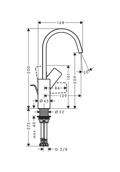 Hansgrohe Vivenis Tek Kollu Lavabo Bataryası 210, Kumandalı Krom Krom