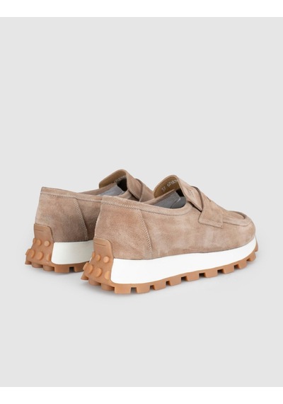 Monamae Krem Süet Deri Kadın Loafer Sneaker Ayakkabı