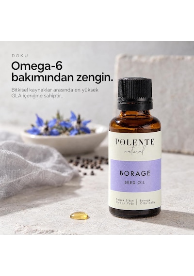 Borage Hodan Yağı,%100 Saf Ve Doğal, Soğuk Sıkım, 30 Ml