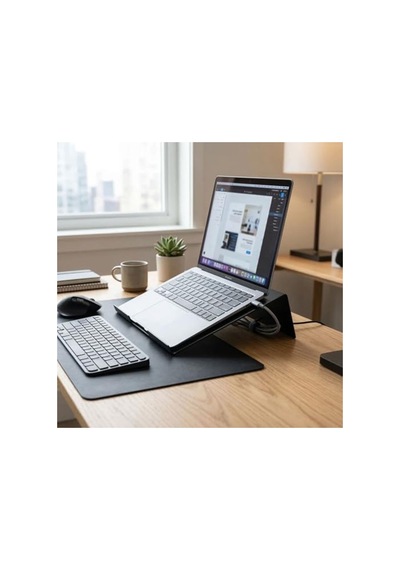 Ergonomik Soğutmalı Metal Laptop Yükseltici Standı, Siyah 1