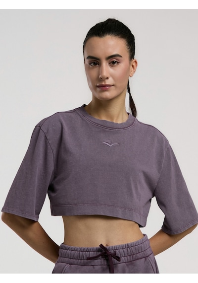 Everlast Bronx 1910 Oversize Mor Crop Kadın Tişört Mor