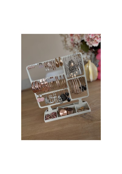 Küpe Organizer Standı Çok Katlı Küpe Askılığı Ve Takı Düzenleyici Dekoratif Stand Beyaz