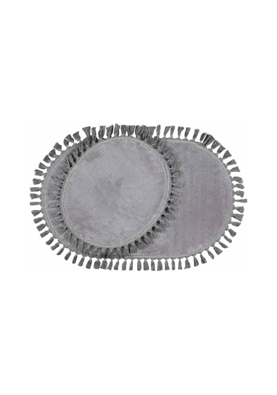 My Evilla Modern Simirna Dekoratif Peluş Oval Ponpon Saçaklı Klozet Takımı 001