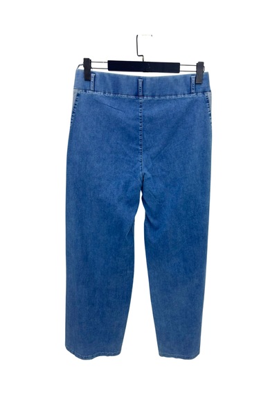 Büyük Beden Beli Lastikli Denim Kadın Pantolon Mavi
