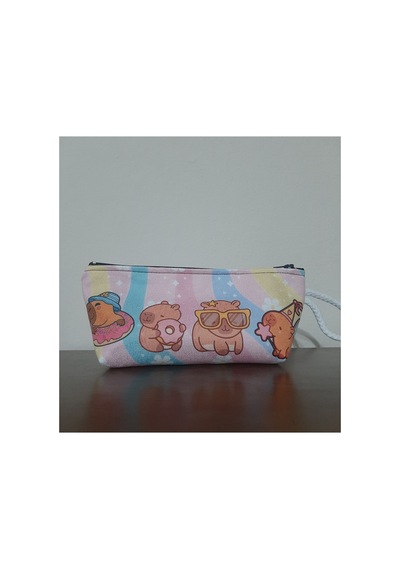 Owl Bag Capybara Gökkuşağı Desenli Kalemlik - Makyaj Çantası Diğer