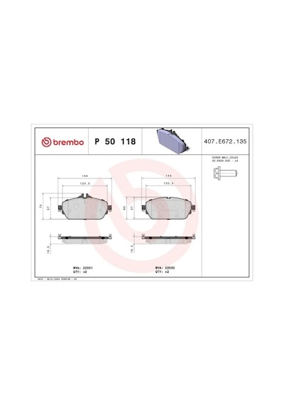 Mercedes A180d W176 On Fren Balatasi 2012-2018 Brembo P50118