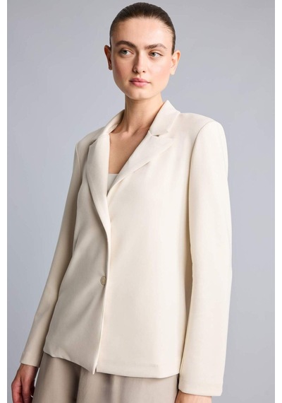 Defacto Standart Fıt Ceket Yaka Blazer Ceket G2228ax26sper218 Ekru-er218