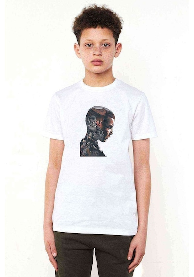 Tshirthane Stranger Things El Baskılı Unisex Çocuk Beyaz T-Shirt
