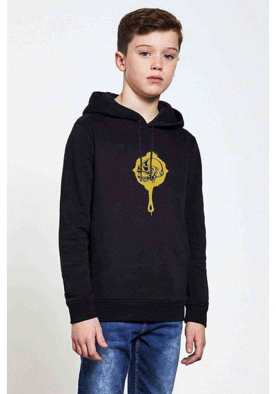 Tshirthane Pubg Kurukafa Tava Baskılı Unisex Çocuk Kapüşonlu Siyah Sweat Siyah